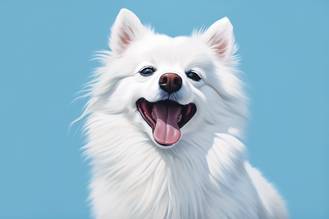 Excited white spitz dog illustration