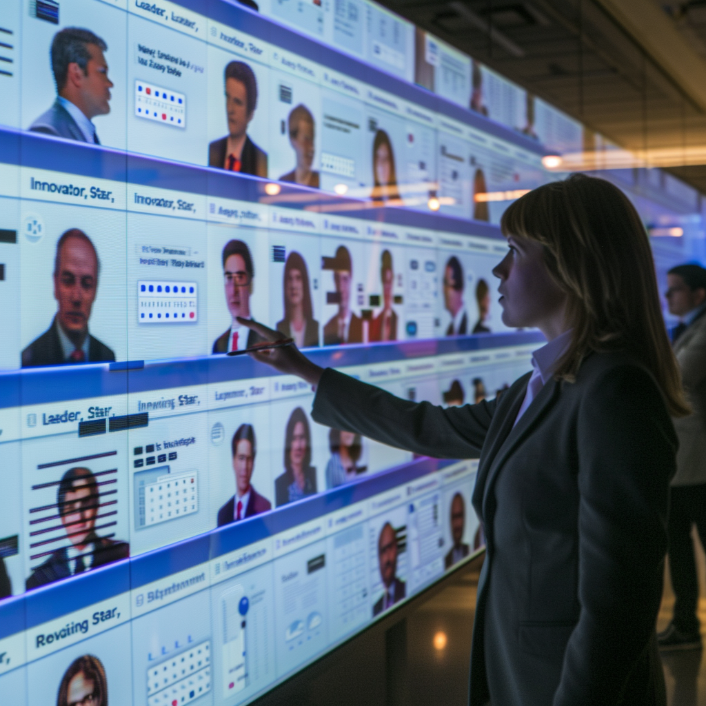 Consultant examining LinkedIn Profiles on Screen