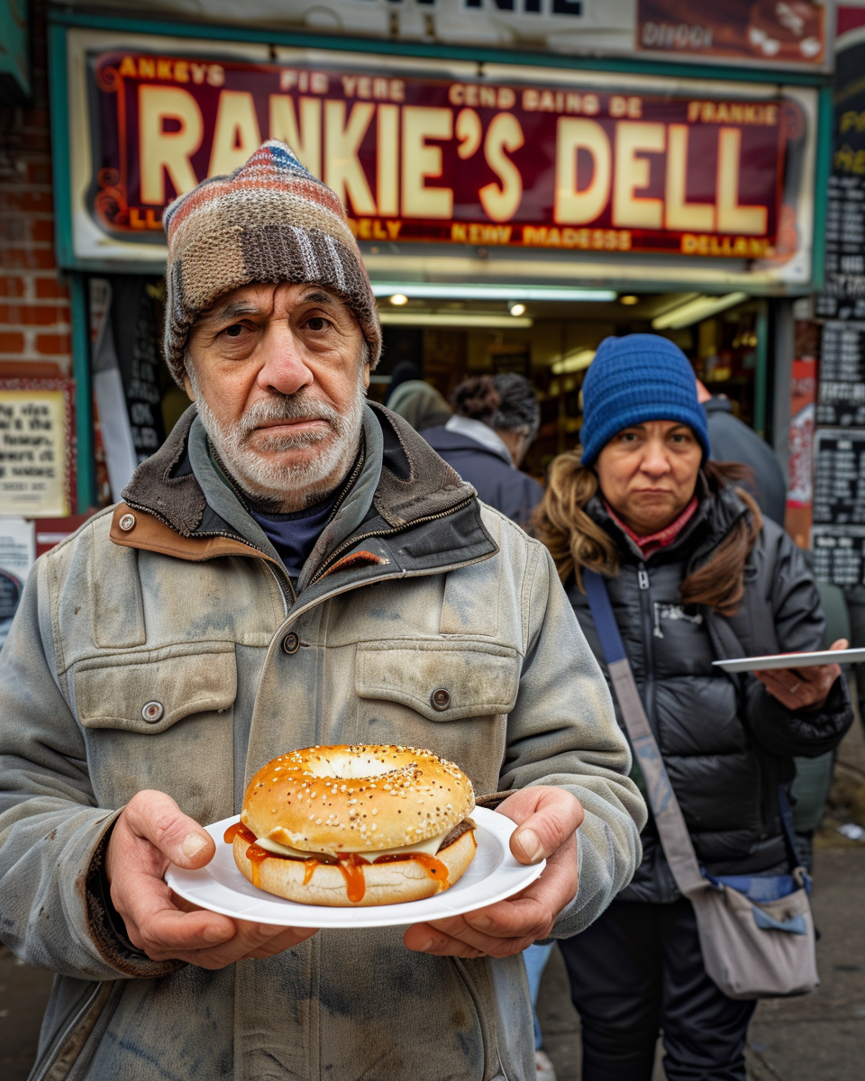 Exes holding bagel plate cream cheese