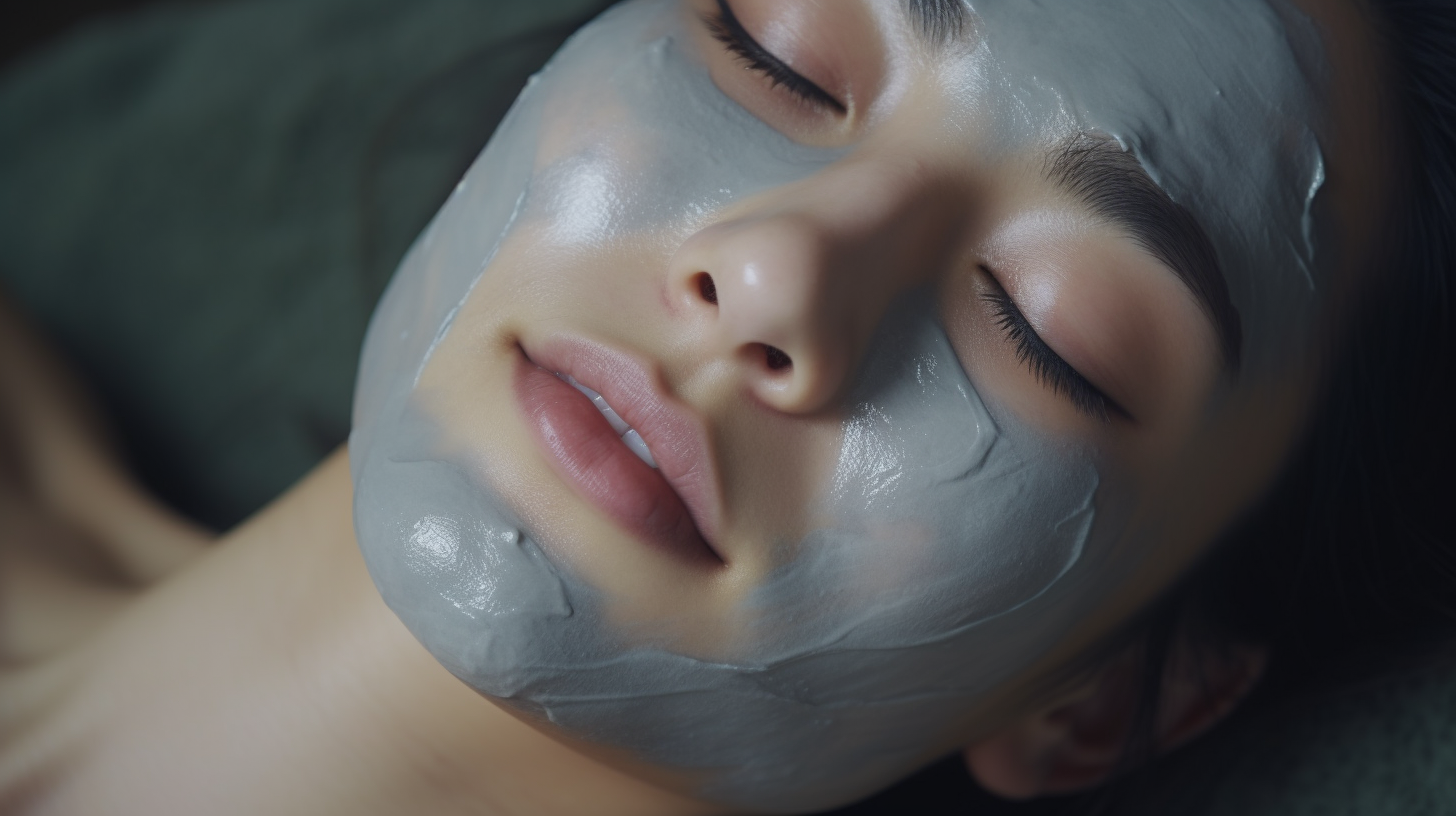 Chinese woman relaxing with facial mask