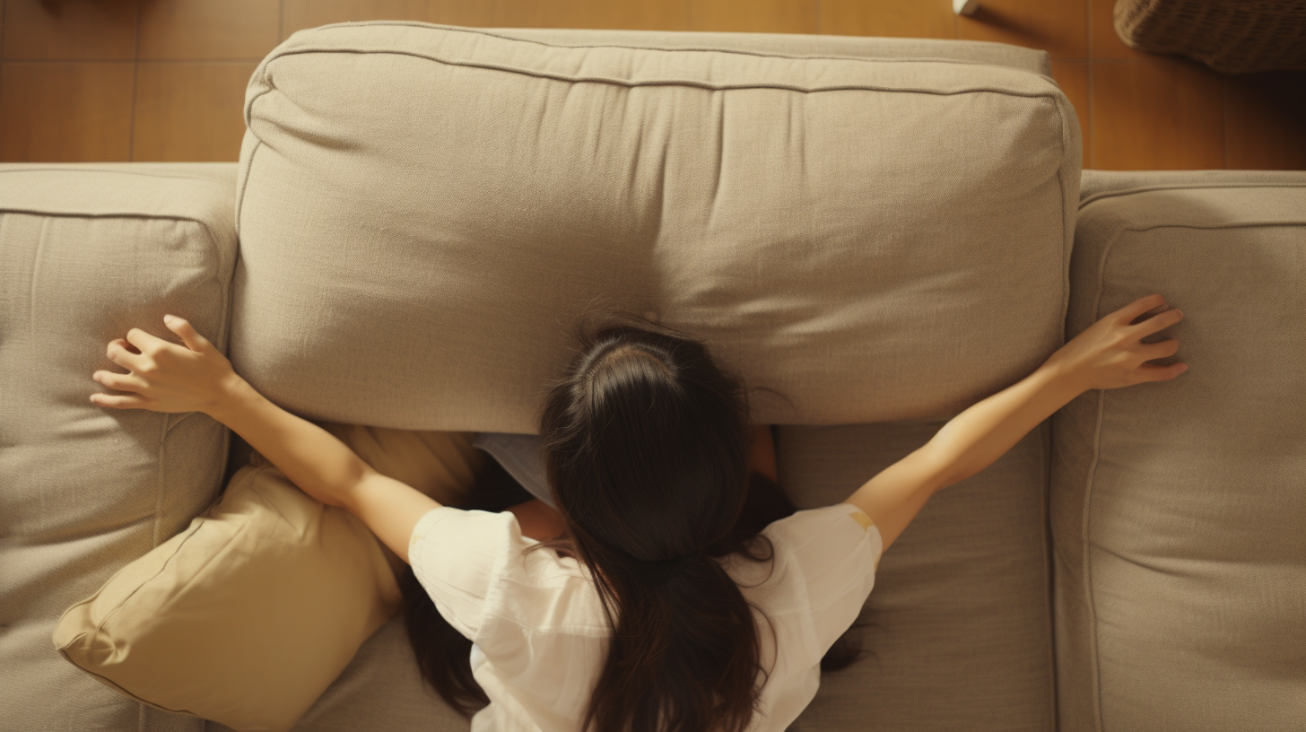 Chinese woman resting on sofa