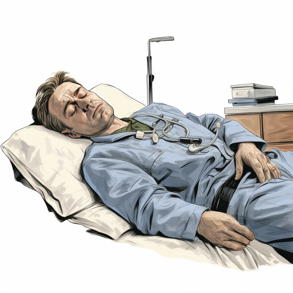 Tired Physician Asleep with Pager