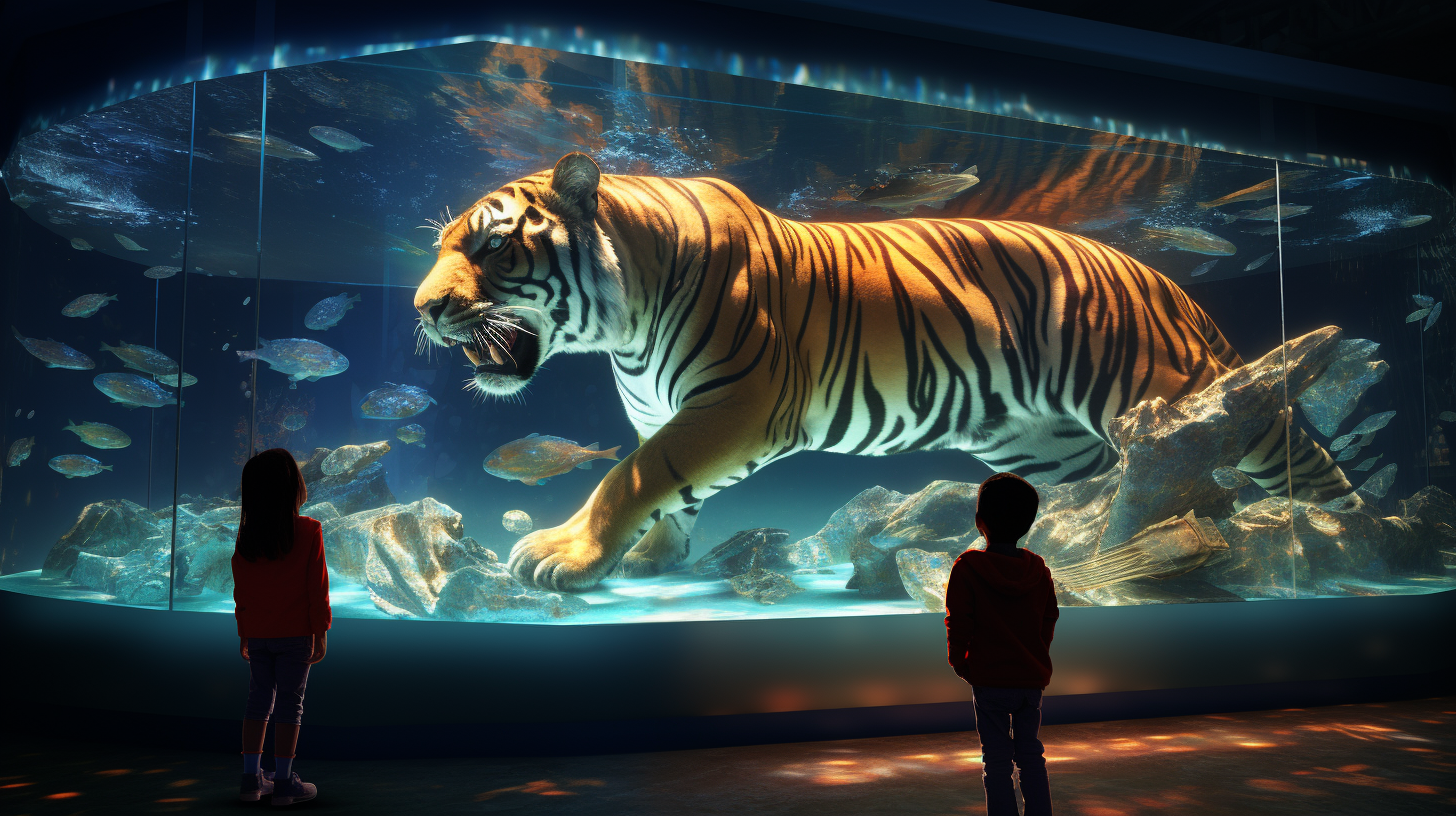 Realistic animal holograms at the exhibition