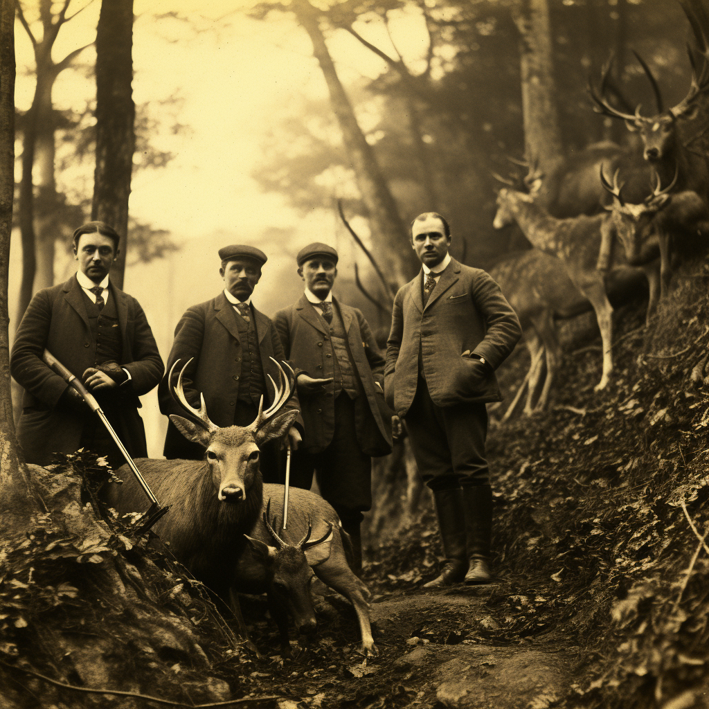 Creepy old photograph of British Lord and hunting party