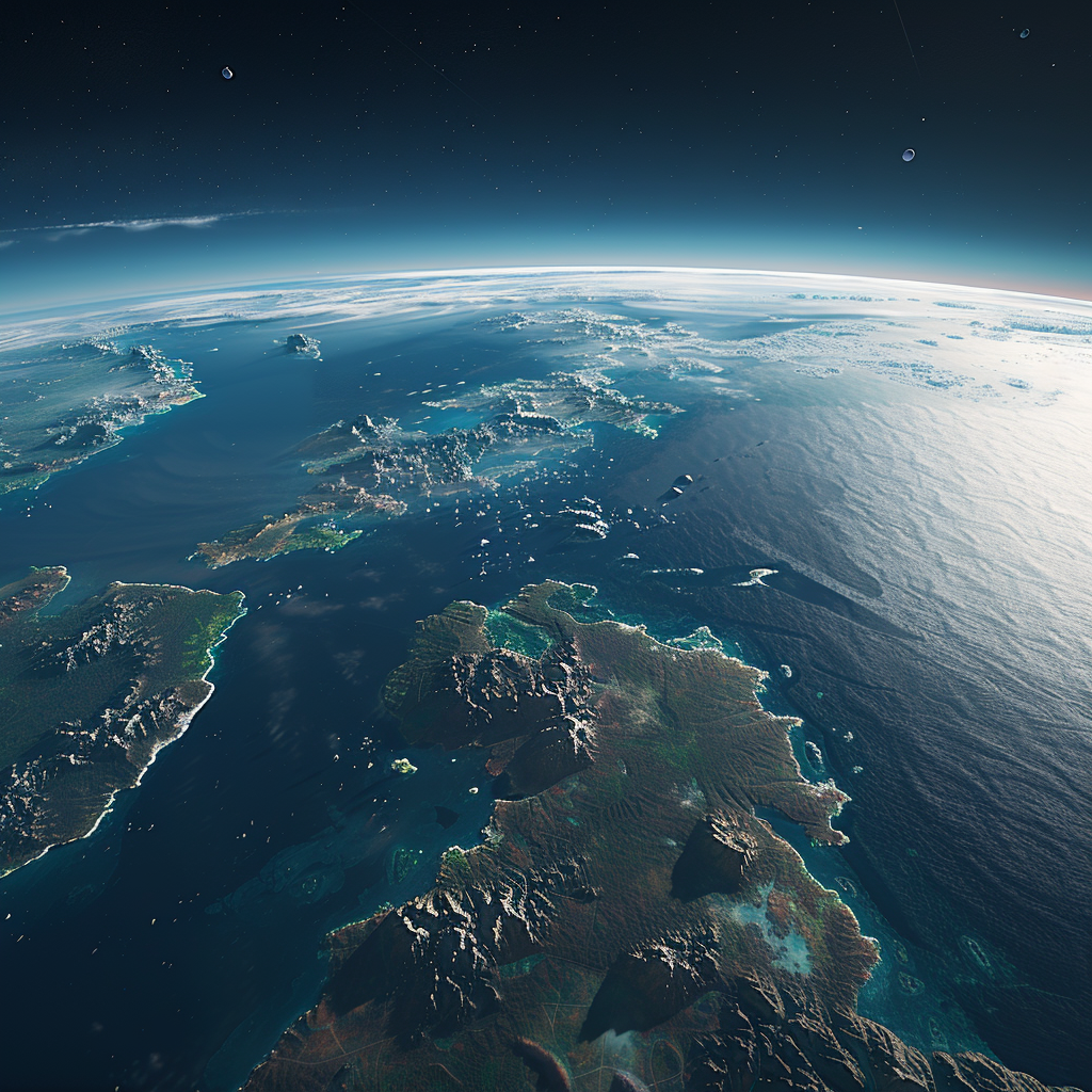 View of Realistic Exoplanet Blue Oceans