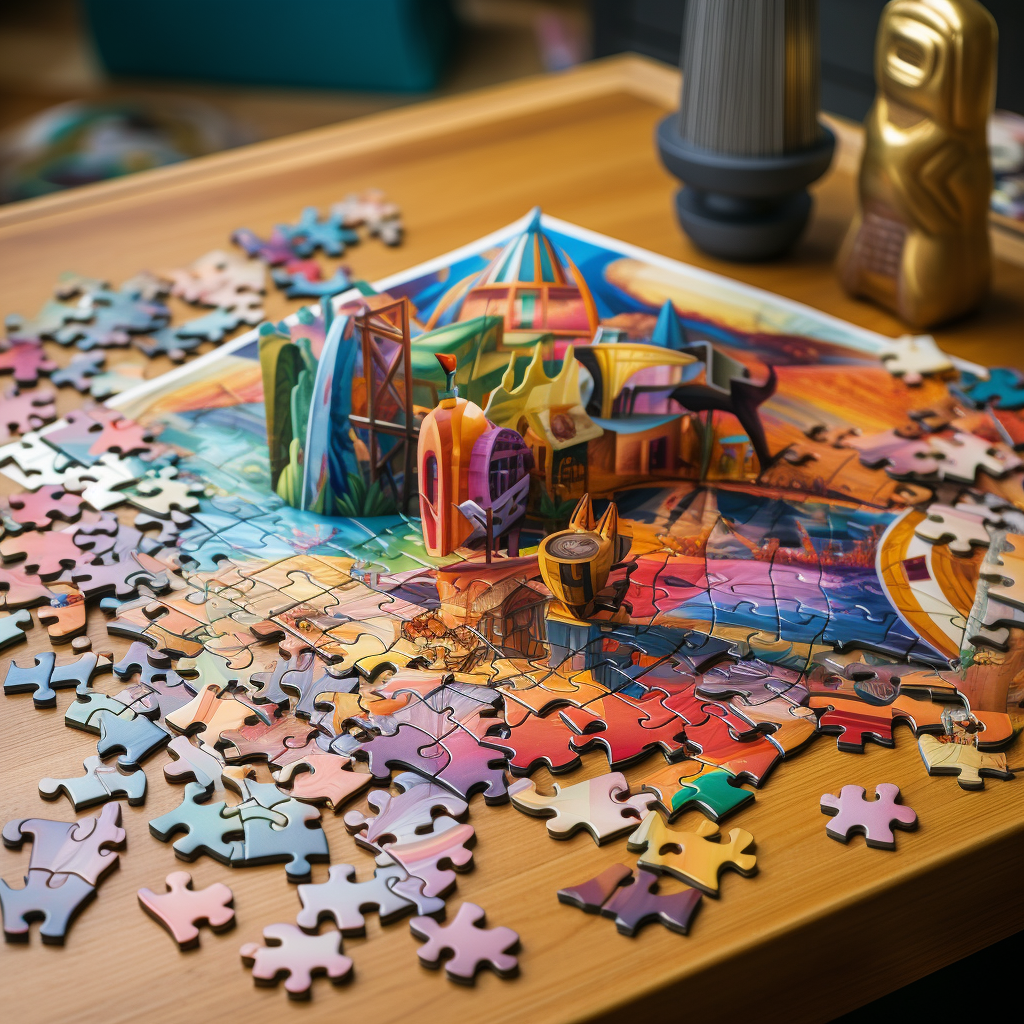 Colorful exotic jigsaw puzzle pieces