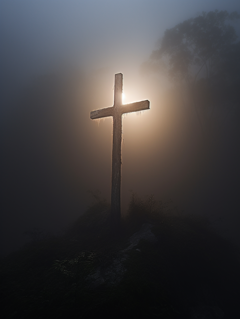 Detailed Exotic Cross in Foggy Sky