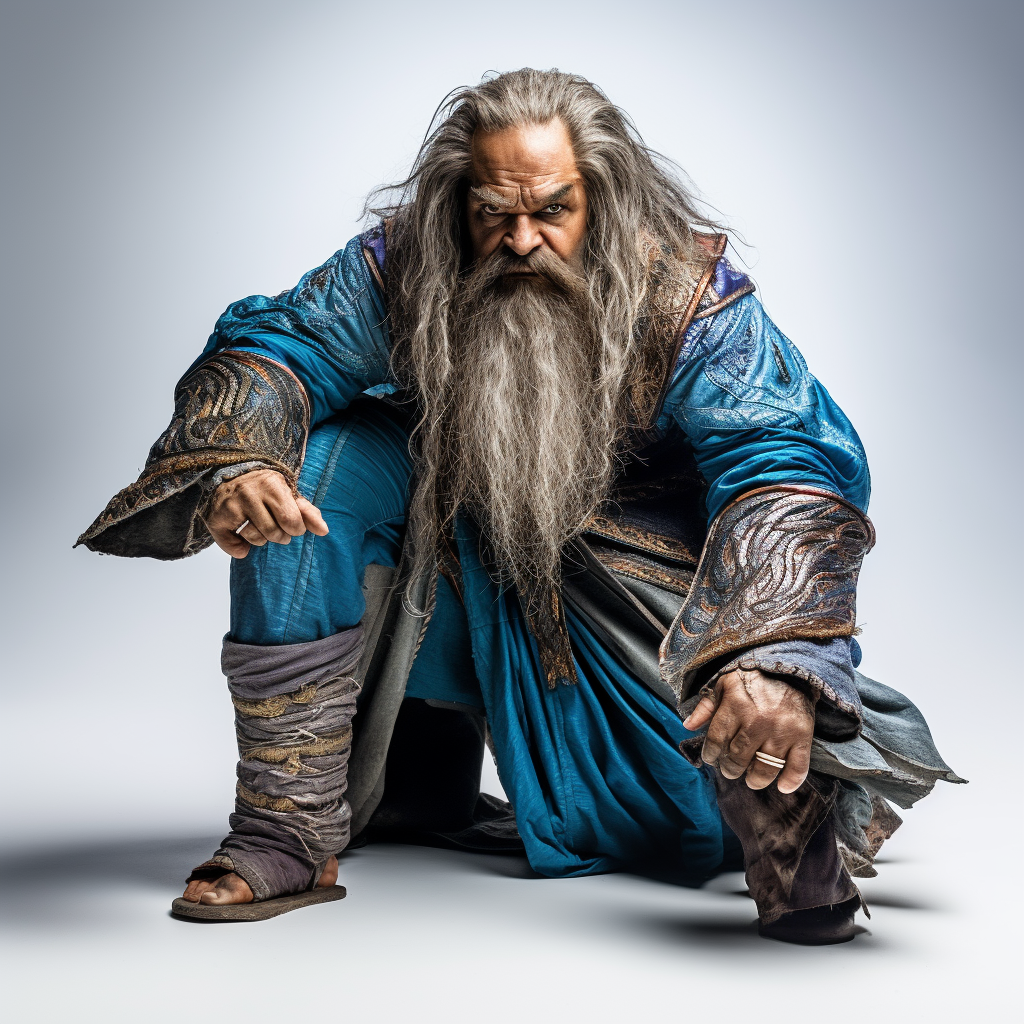 Exotic Male Wizard in Blue Robe