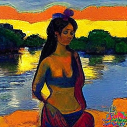 Exotic Spanish Woman by the River Art