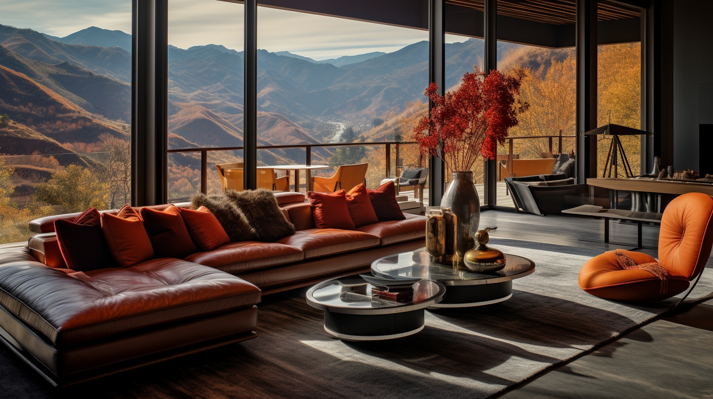 Stunning luxury living room in the mountains