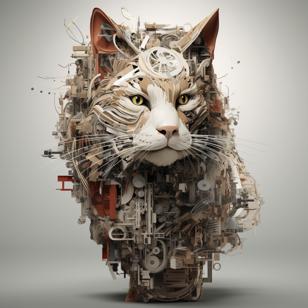 Adorable cat in exploded view