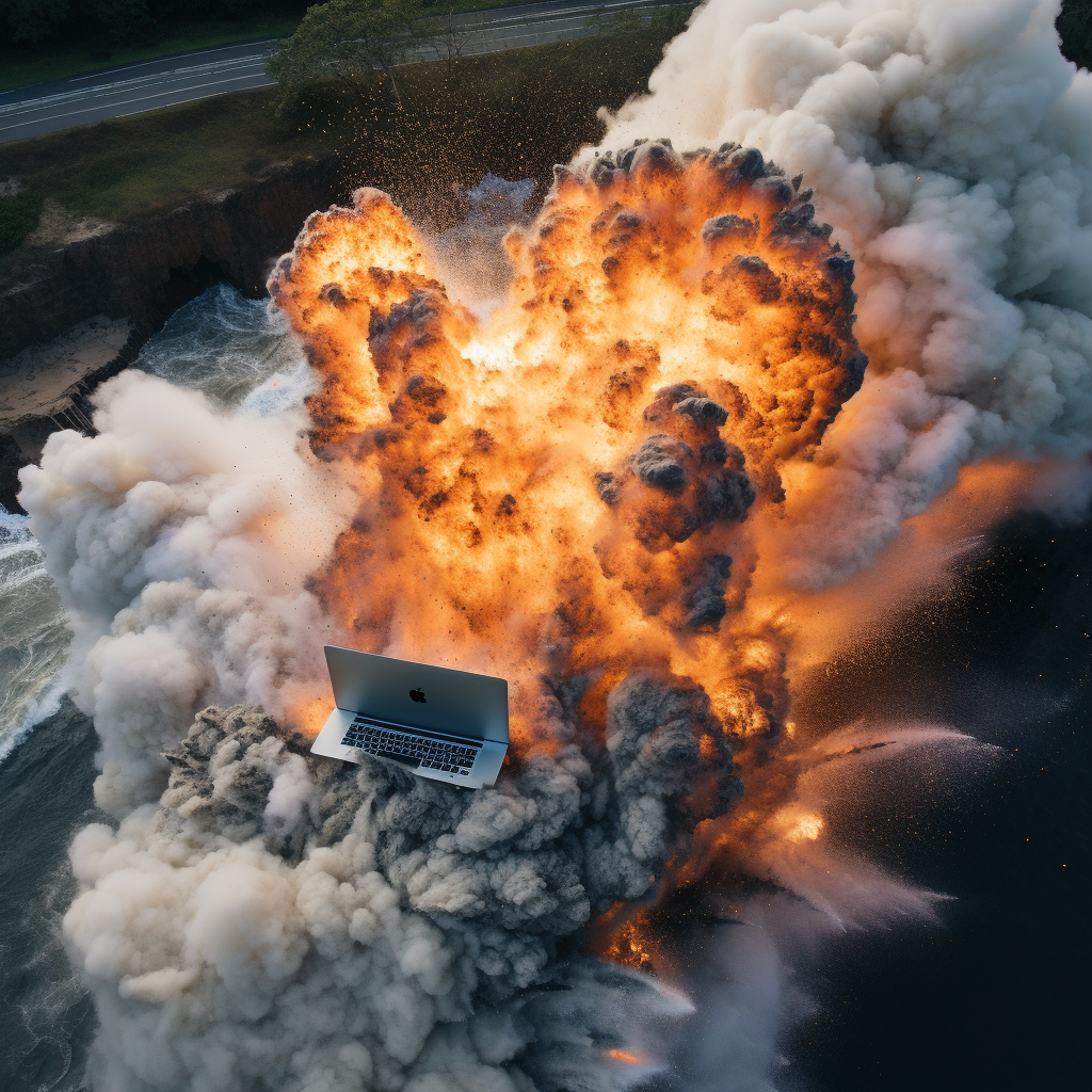 Exploding Macbook in Cinematic Shot