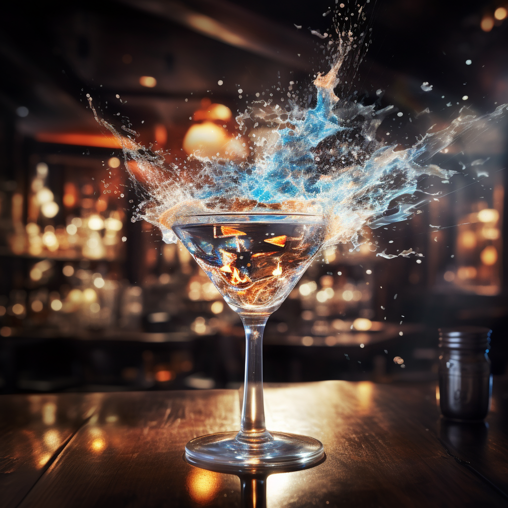 Vibrant martini glass explosion art