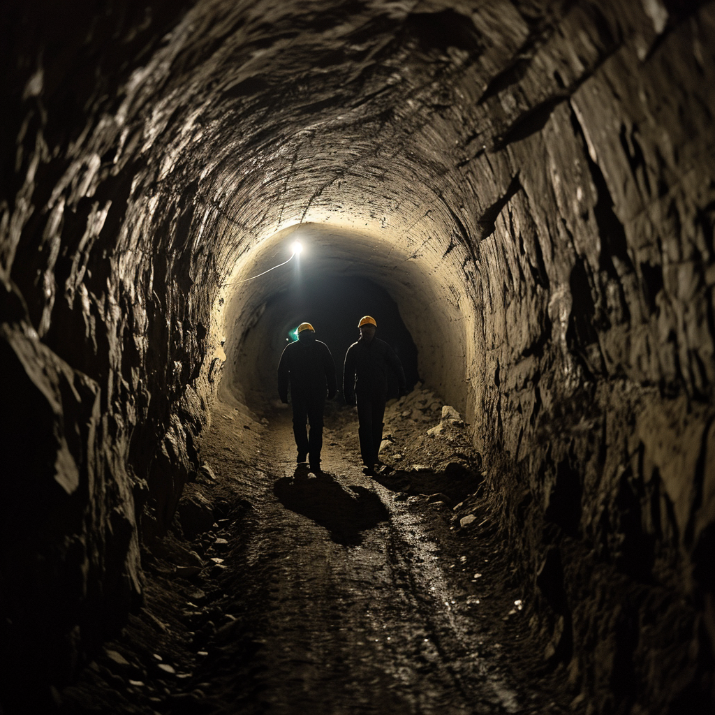 Two People Walking in Underground Tunnels