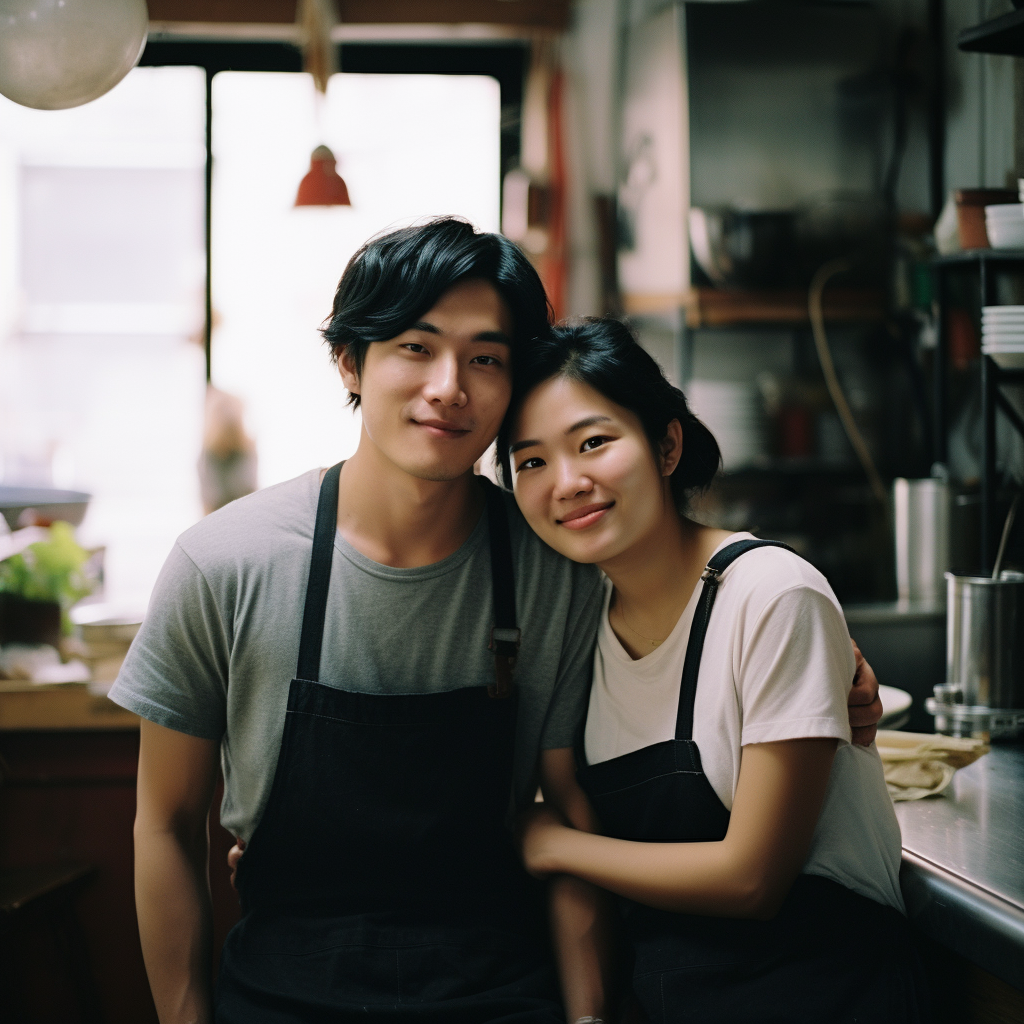 Couple exploring lush landscapes together