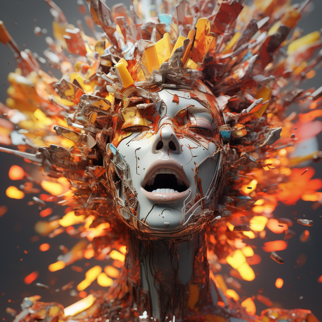 Vibrant explosion of pixels in surreal art