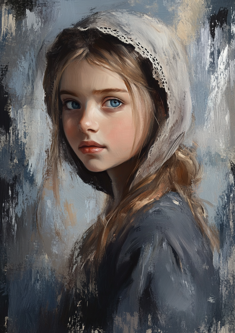 expressionism girl with blue eyes