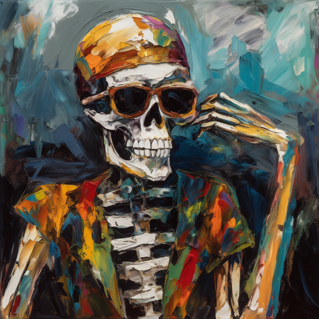 Skeleton with Drumsticks Painting