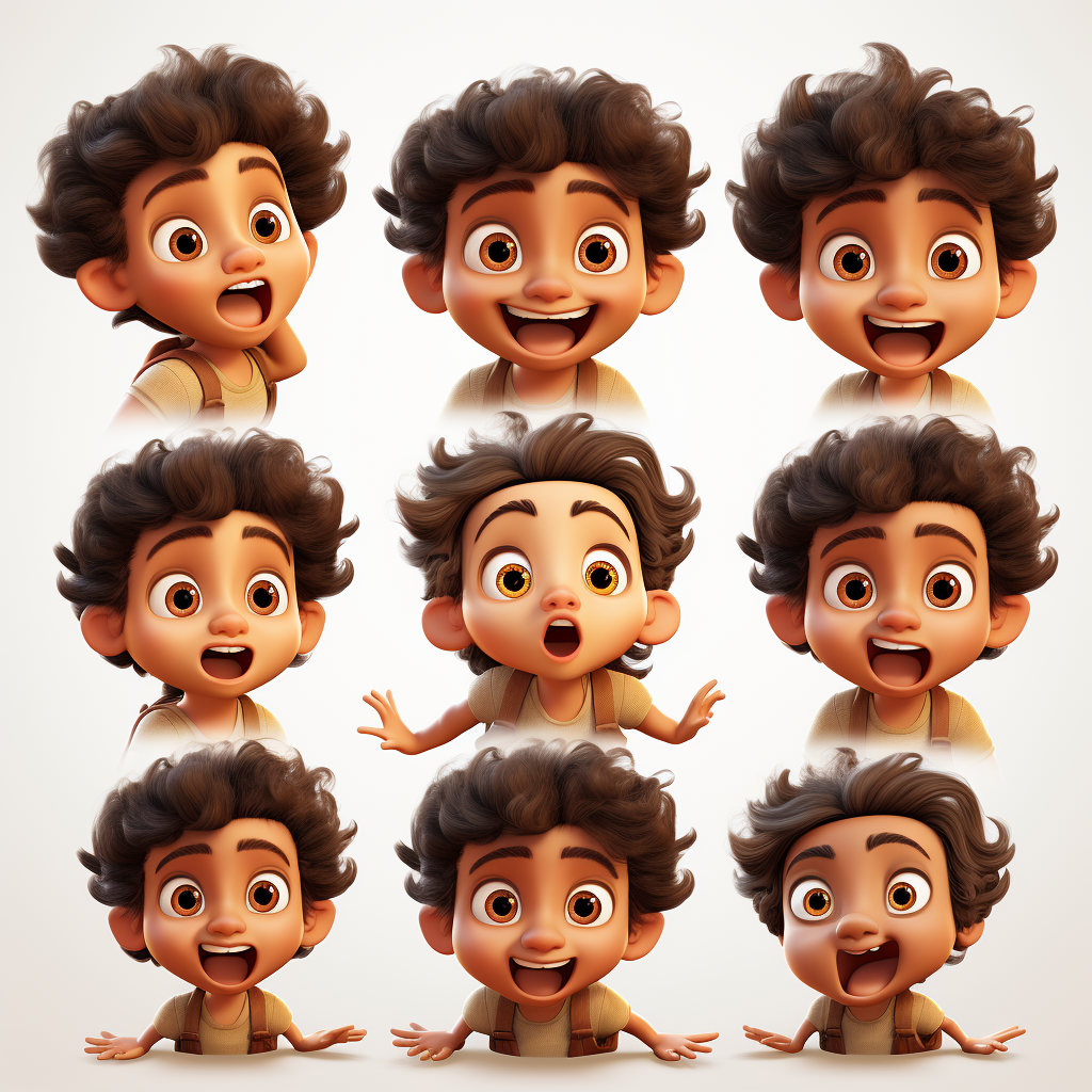 Illustration of expressive boy with curly hair