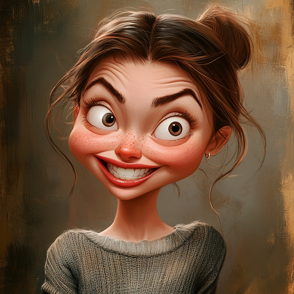 Irritated young woman in cartoon portrait