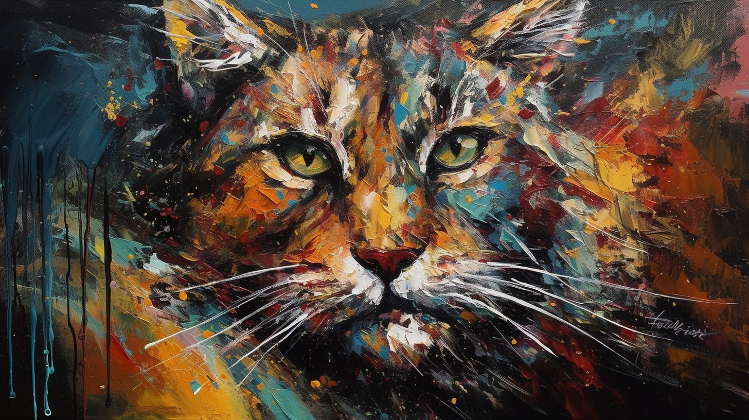 Bold brushstrokes cat painting