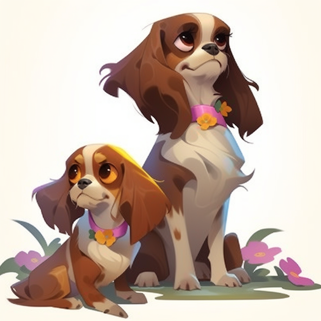 Expressive Charles Spaniel Dogs Art by Loish