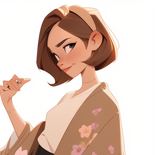 Japanese woman in modern clothing inspired by apricot flower