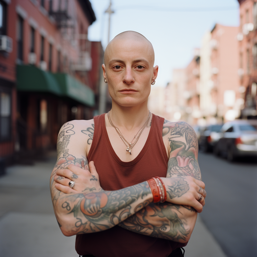 Portrait of expressive non-binary person in Brooklyn