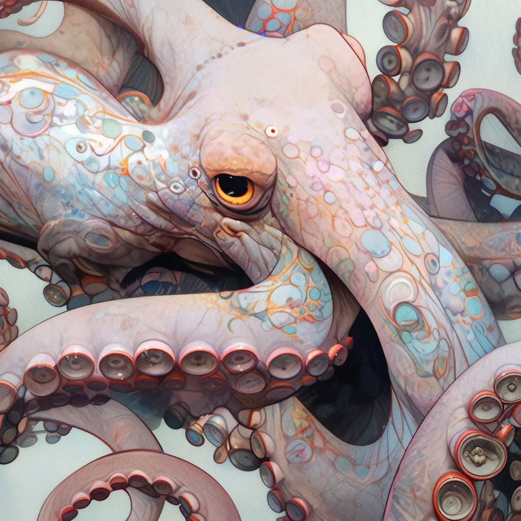 Close-up of expressive octopus painting