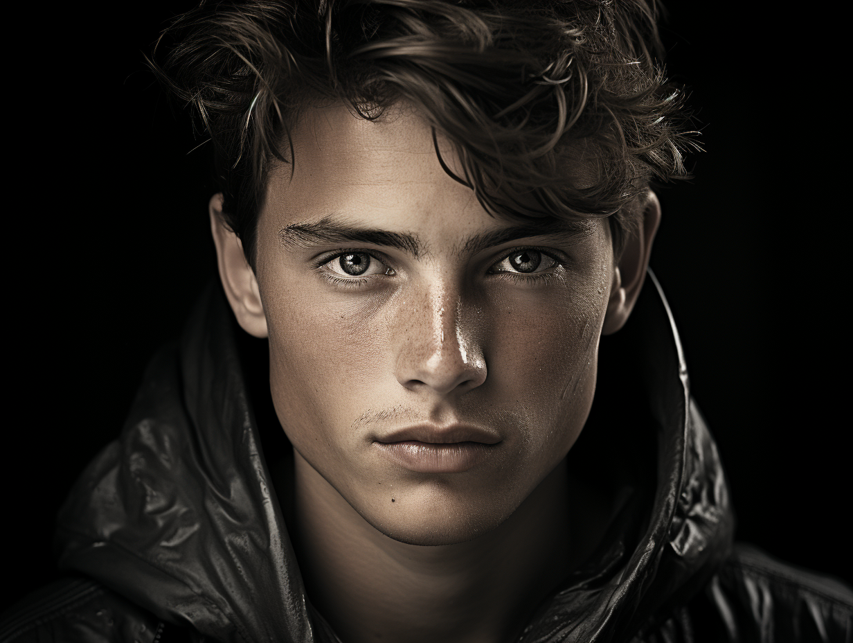 Black and White Male Teenager Portrait