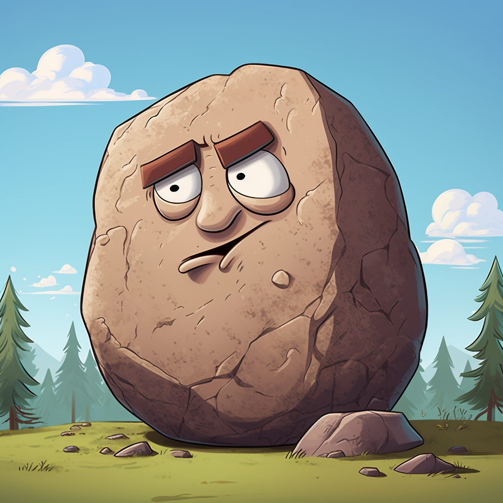 Cartoon Boulder with Expressive Eyebrows