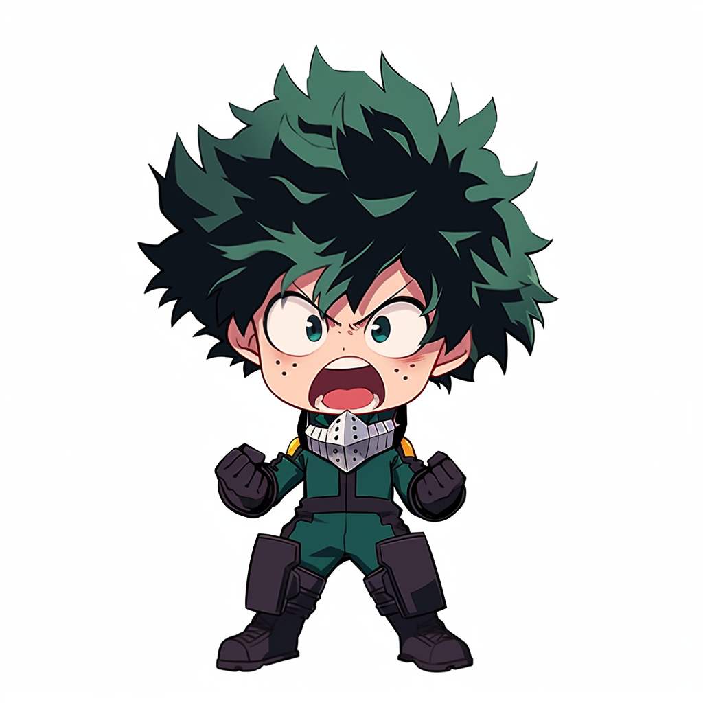 Angry chibi boy with green hair