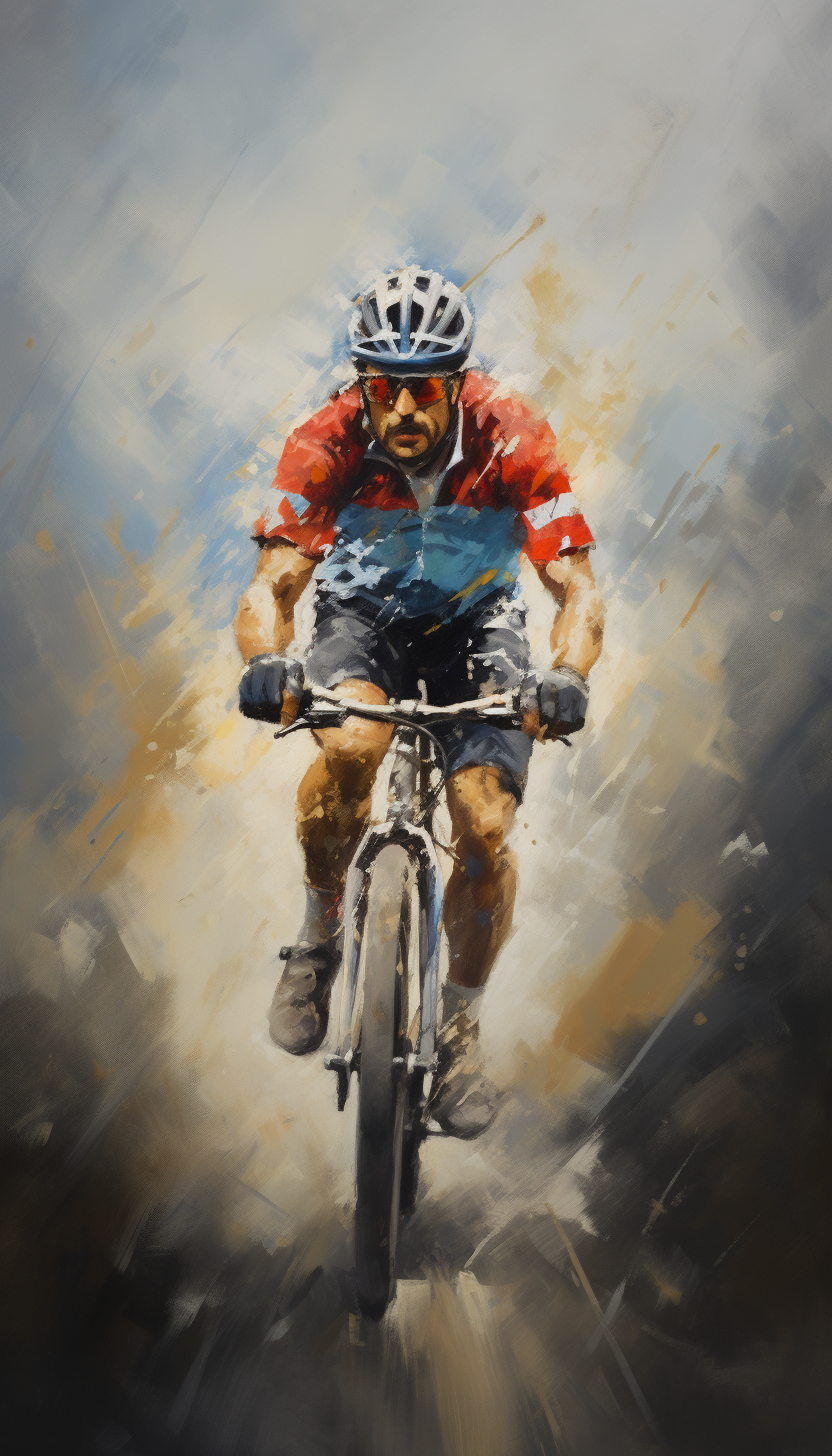 Cyclist in Expressive Oil Painting