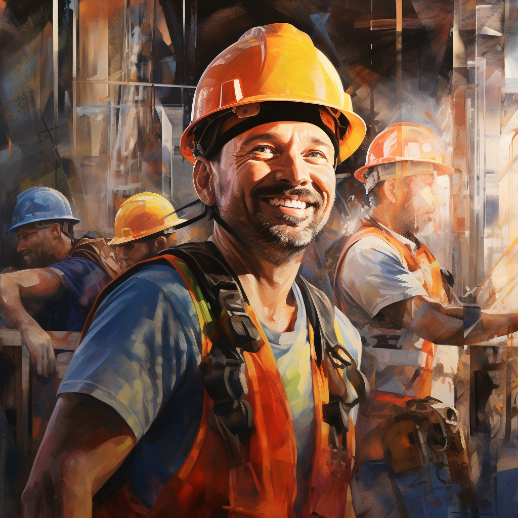 Smiling construction worker on site