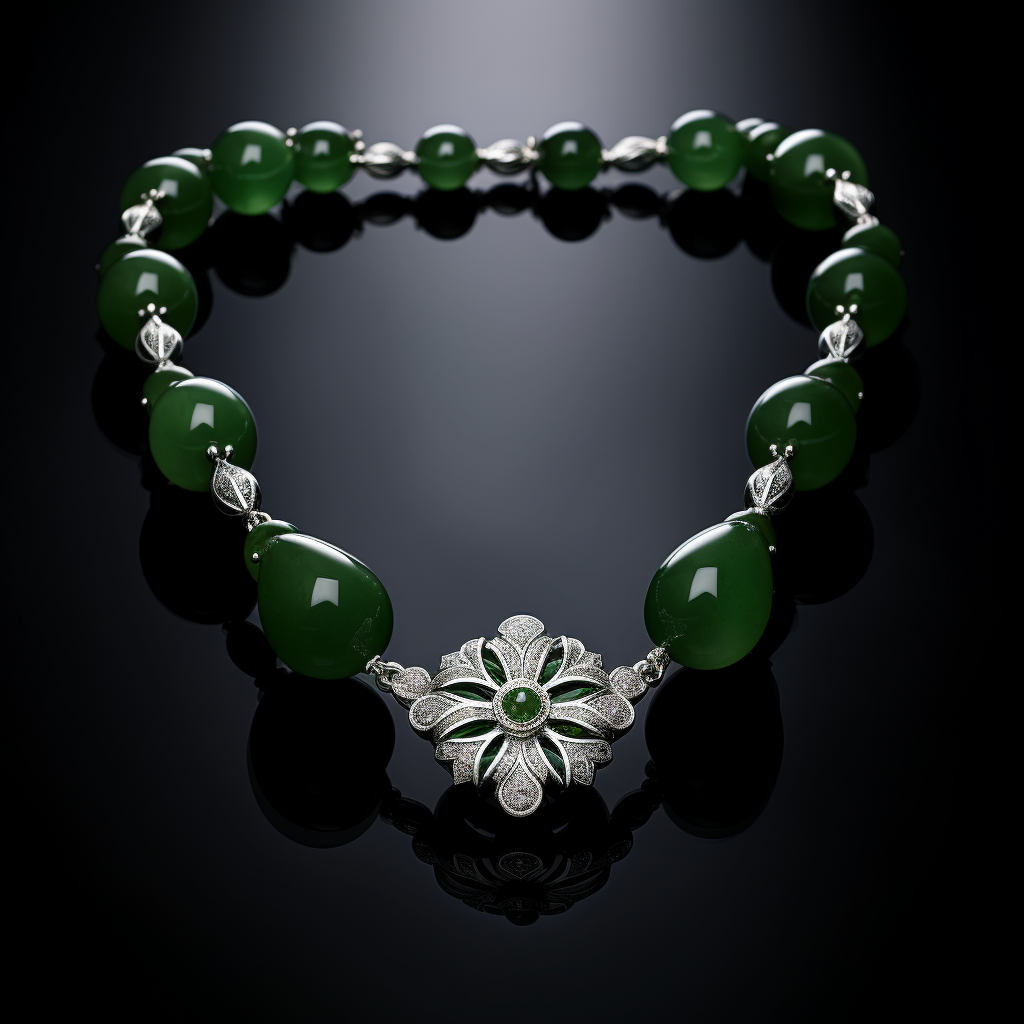 Beautiful Jade Necklace with Platinum and Silver Accents