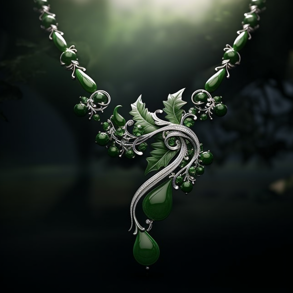 Beautiful Jade Necklace with Nature-Inspired Details