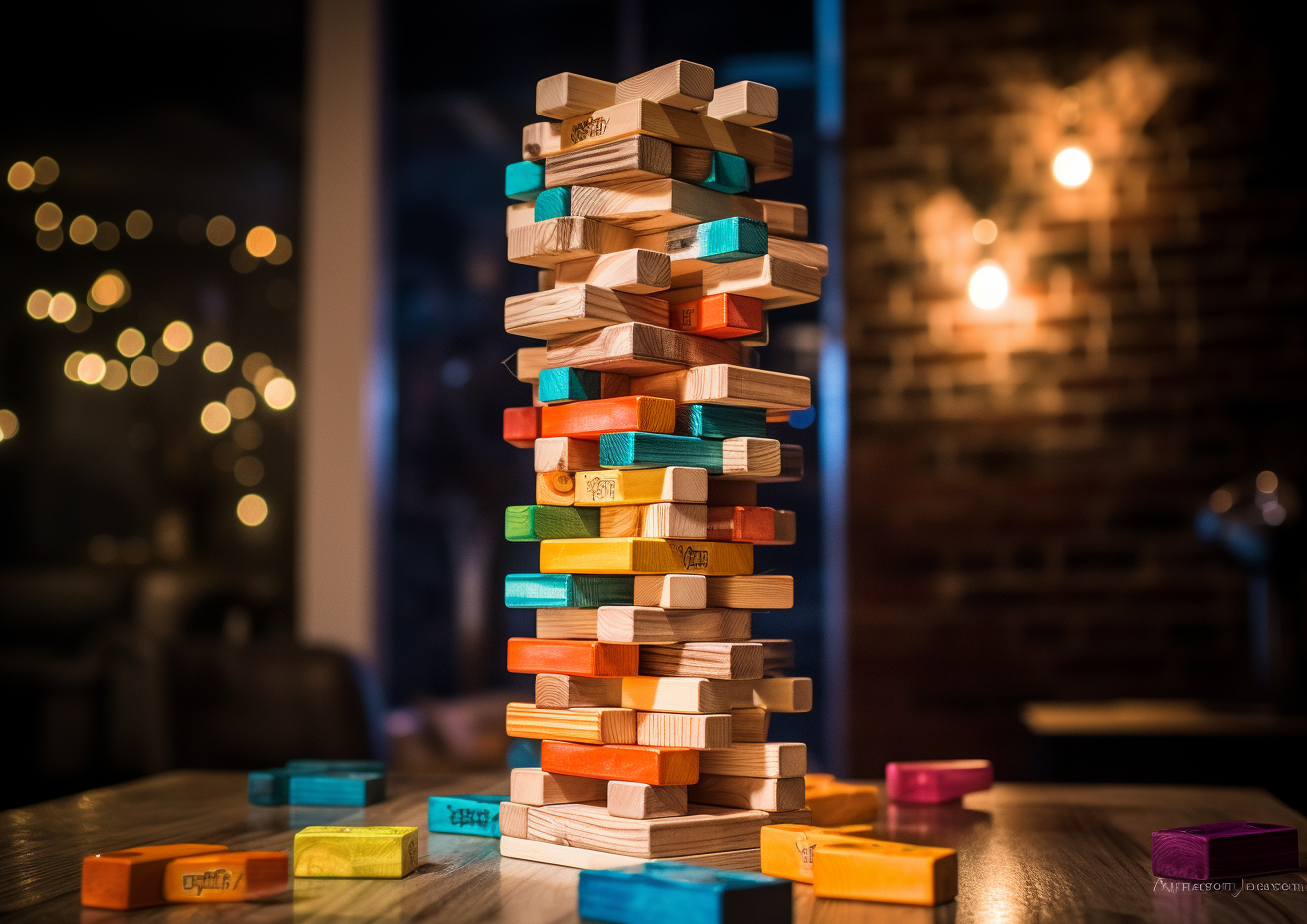 Exquisitely balanced Jenga game image