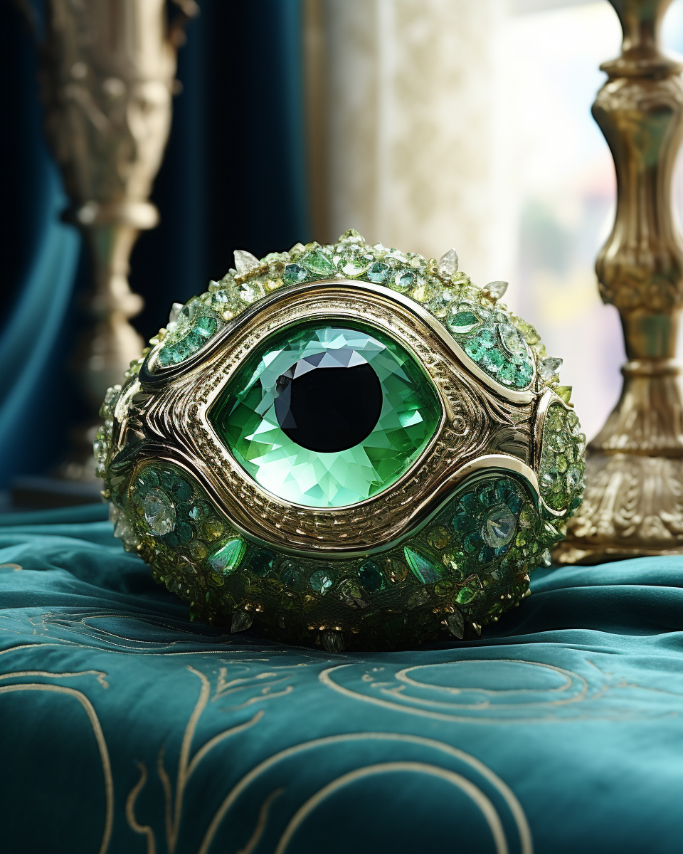 Eye Decor with Dark Green Gems