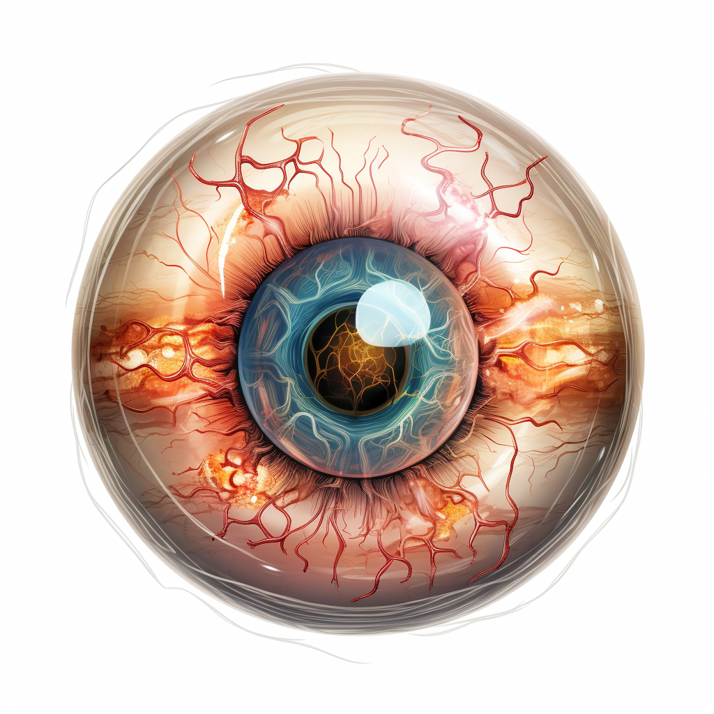 Transparent eyeball with optic nerve