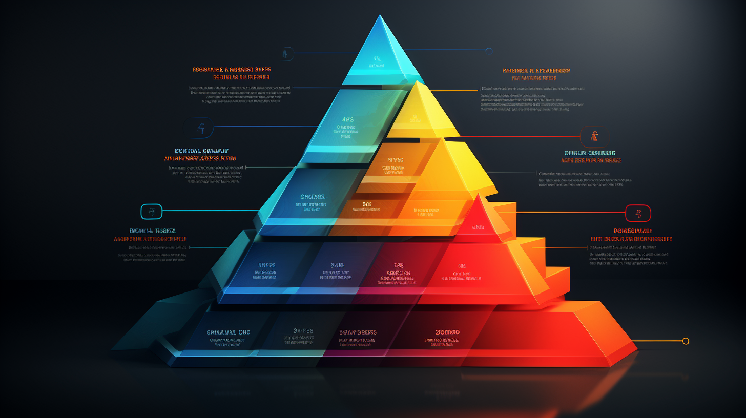 Colorful ribbon pyramid infographic design