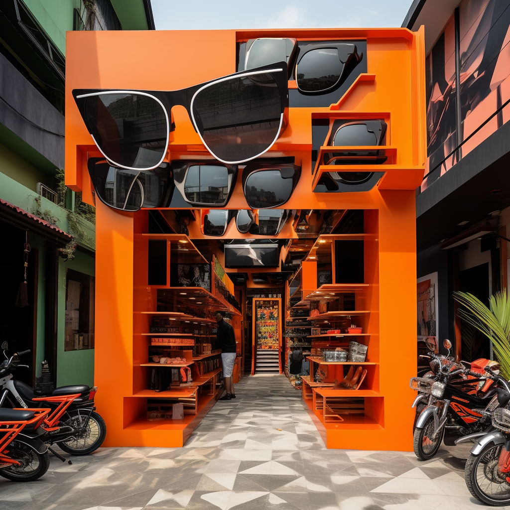 Orange and Black Eyewear Store in Vietnam