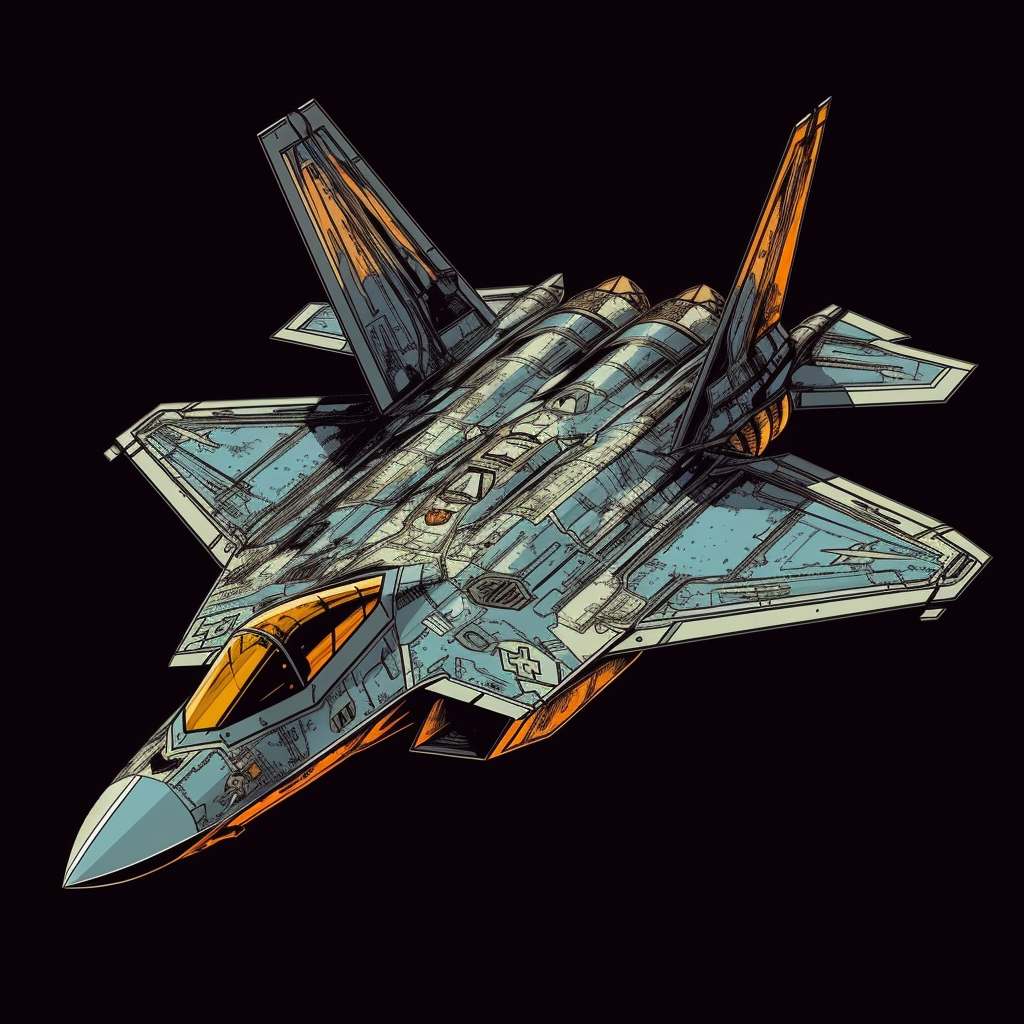 Comic-style F-22 Raptor Fighter Jet