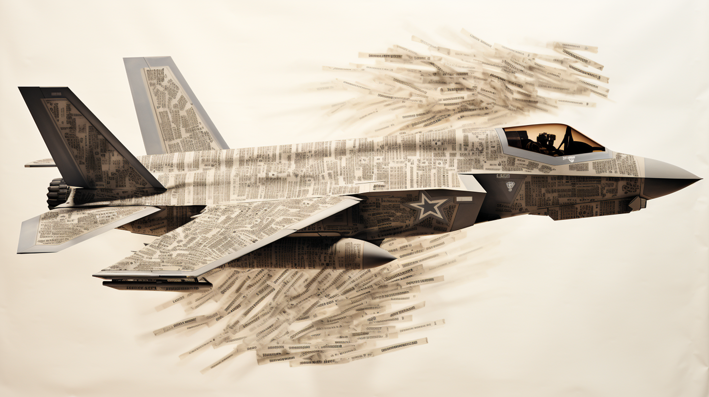 F-35 Tactical Jet in Flight with Numbers and Letters