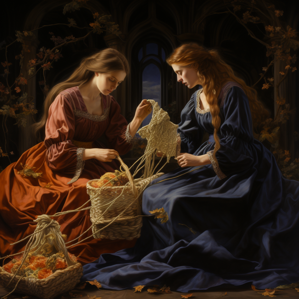 Witches weaving fabric of destiny