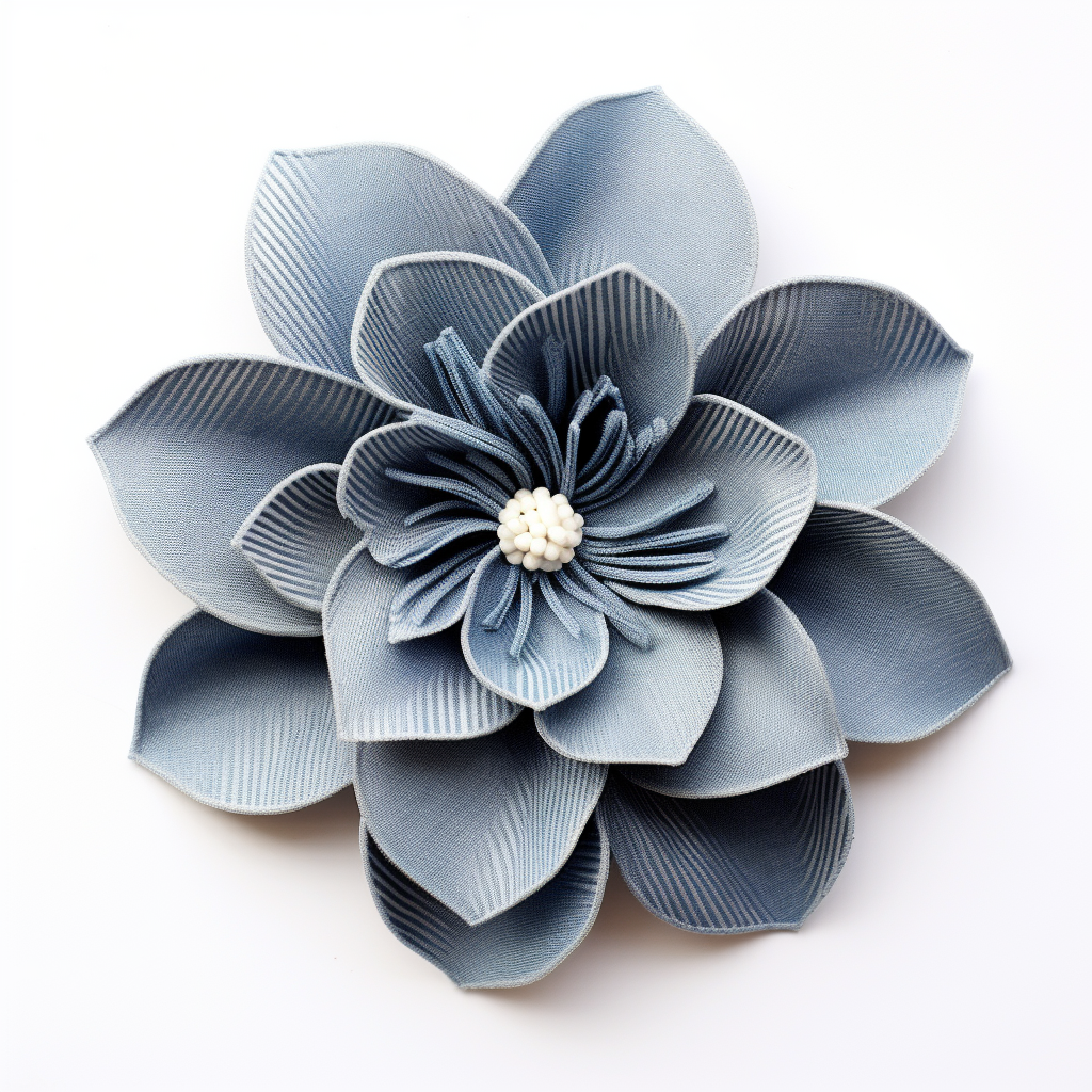 Slate Blue Fabric Flower on White Background