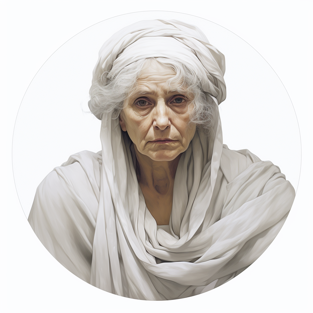 Face Portrait of Old Woman in Mythology