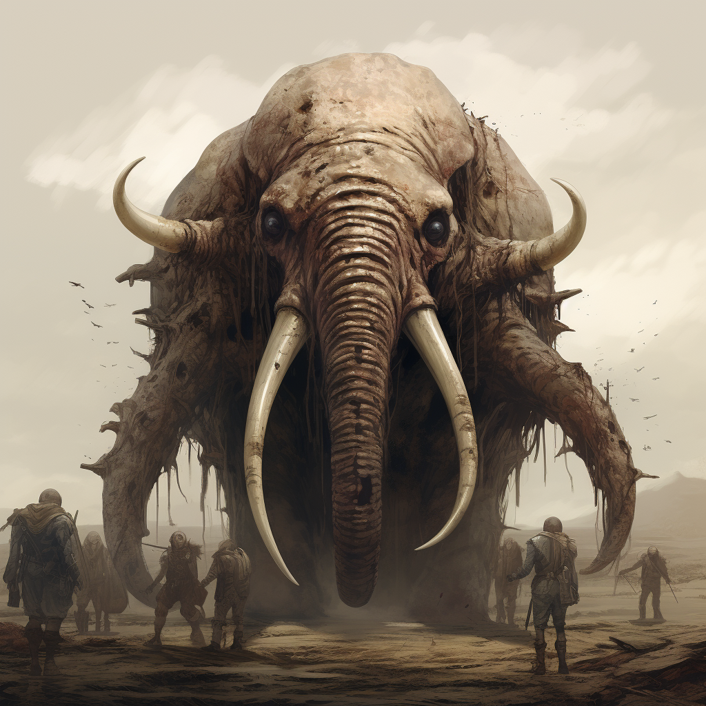 Faceless horror elephant made of leeches