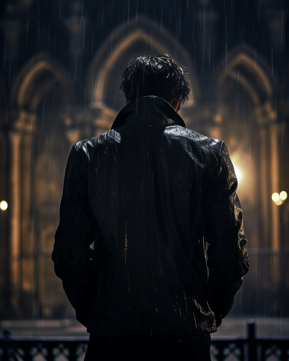 Portrait of a Faceless Young Man in Gothic Church