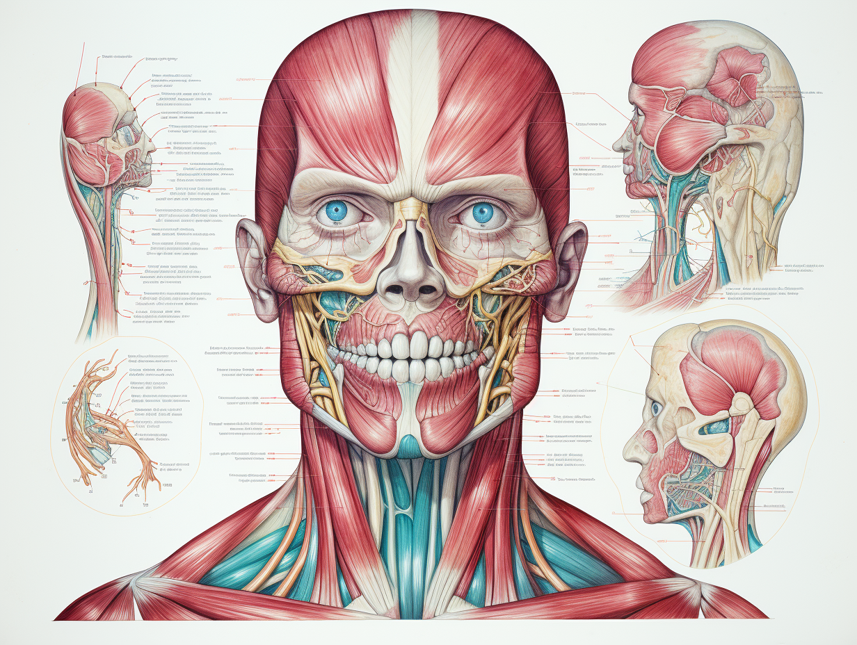 Detailed facial anatomy diagram