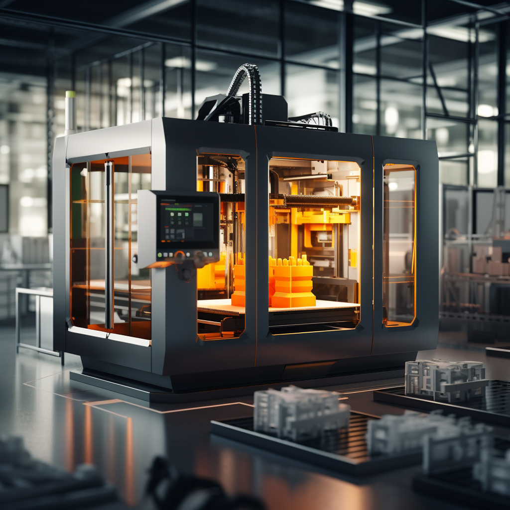 A high-tech 3D printer in a factory